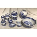 Spode Italian blue and white ware to include lidded jars 22cms, 19cms, 2 x 14cmsh, tall vase 26cms h... 