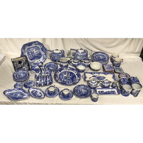 34 - A large quantity of Spode Italian blue and white tea ware of a mixed assortment to include a tea pot... 