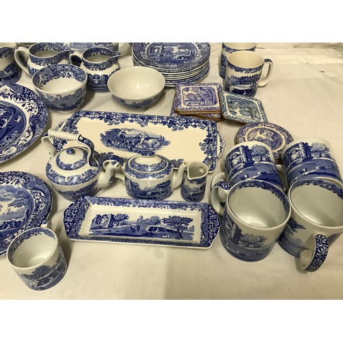 34 - A large quantity of Spode Italian blue and white tea ware of a mixed assortment to include a tea pot... 