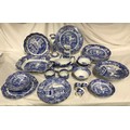 A large collection of Spode Italian blue and white dinner ware to include 35 assorted pieces, cake p... 