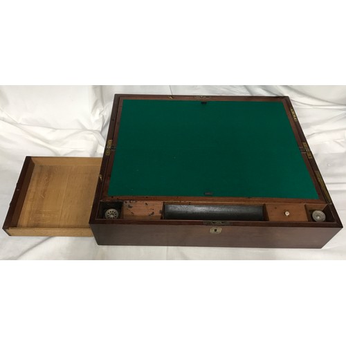 1285 - A Victorian mahogany large writing box with side draw 55cms l x 25cms w x 15cms h.