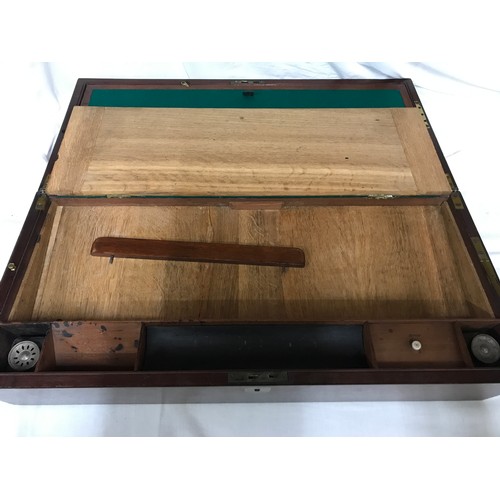 1285 - A Victorian mahogany large writing box with side draw 55cms l x 25cms w x 15cms h.