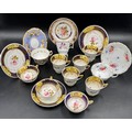 A collection of 19thC porcelain cups and saucers to include one Spode, 5 other cups and saucers and ... 