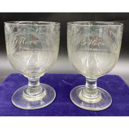 162 - Two 19thC glass rummers engraved 