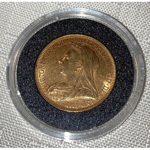 579 - Victoria 1893 full Gold Sovereign in capsule.