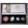 A Royal Mint United Kingdom Gold Proof Four Coin Sovereign Collection set, dated for 2005, with cert... 