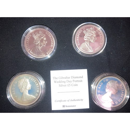 595 - Coins to include Gibraltar Diamond Wedding Five Pounds, 80 Glorious Years One Crown, Queen Mother 19... 