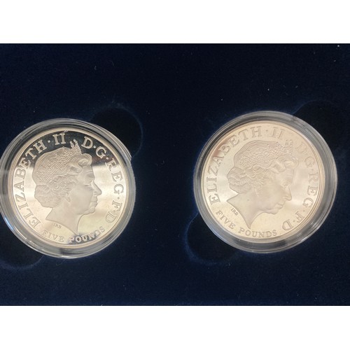 596 - Nelson Trafalgar 200th anniversary two 5 pound crown coin silver proof set.