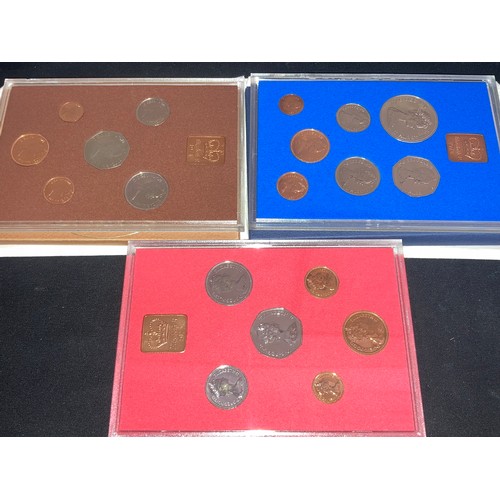 597 - The Royal Mint coinage of Great Britain and Northern Ireland coin year sets dated 1972, 1973 and 197... 