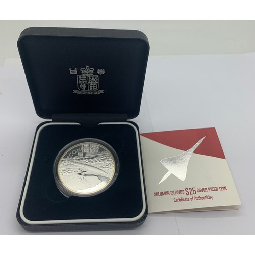 601 - Solomon Islands Concorde silver proof $25 coin.