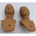 Two Italian terracotta heads, typical of the characters used in Neapolitan nativity puppetry. From a... 