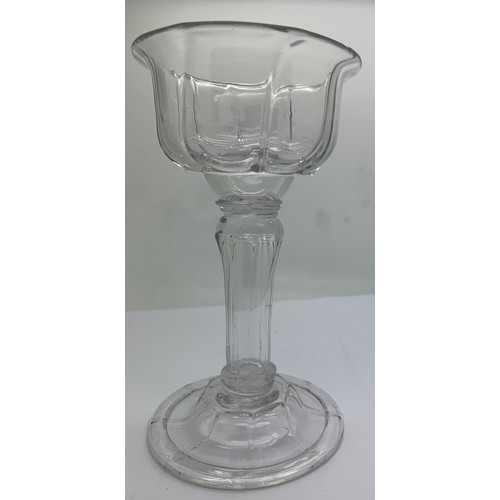 152 - A sweetmeat glass with vertical twisted panel moulded ogee bowl set on an eight sided Silesian stem ... 