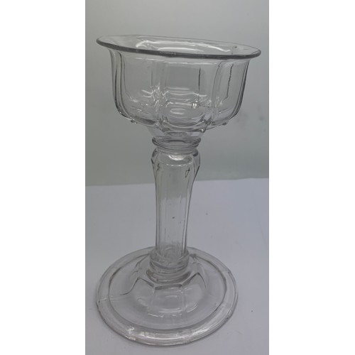 152 - A sweetmeat glass with vertical twisted panel moulded ogee bowl set on an eight sided Silesian stem ... 