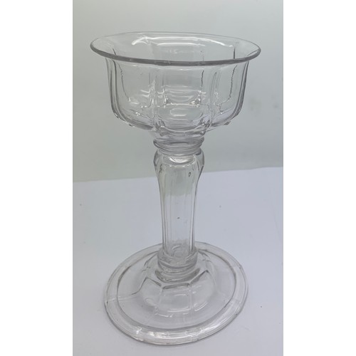 152 - A sweetmeat glass with vertical twisted panel moulded ogee bowl set on an eight sided Silesian stem ... 