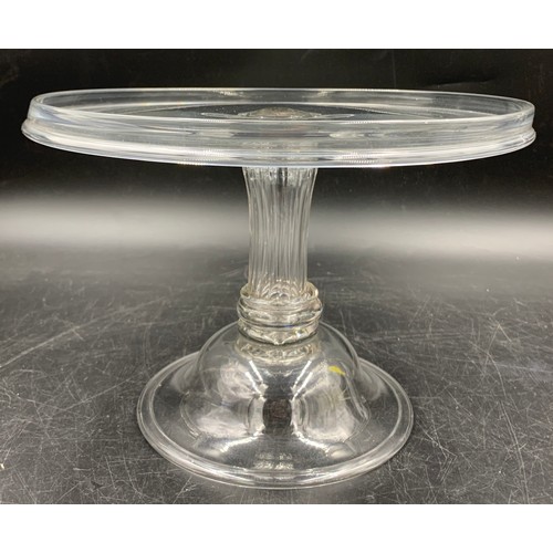 154 - A large glass tazza circa 1785 with a circular galleried top and a generous moulded Silesian stem an... 