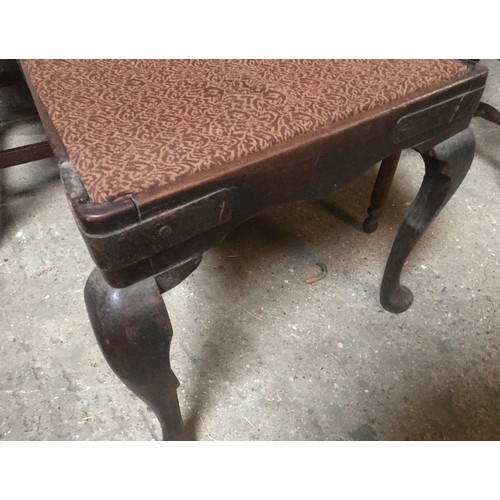 1308 - A set of 3 mahogany square taper leg chairs with inlaid stretcher and drop in seats, one slat back c... 