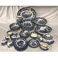 Palissy Avon Scenes blue and white dinner and tea ware comprising of a meat plate 36cms d, 2 x turee... 