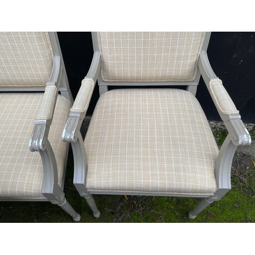 1288 - Six painted and well upholstered armchairs.