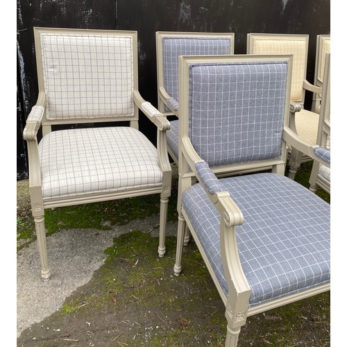 1288 - Six painted and well upholstered armchairs.