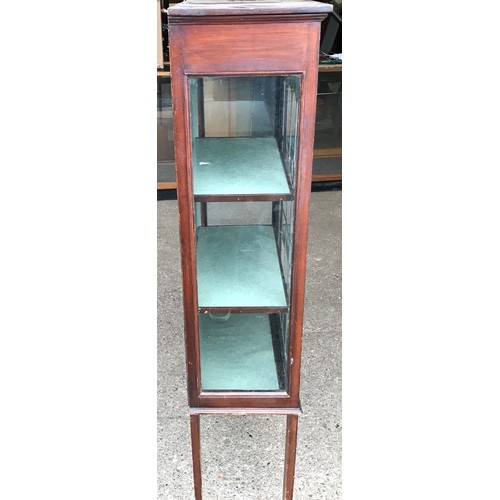 1190C - A single door display cabinet with leaded coloured glass. 61 w x 30 d x 149cms h.