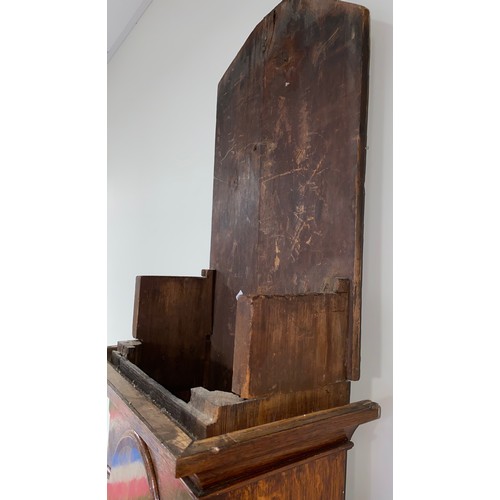 671 - An oak and mahogany cased grandfather clock with painted face Denton Northgraves Hull. Approx. 206cm... 