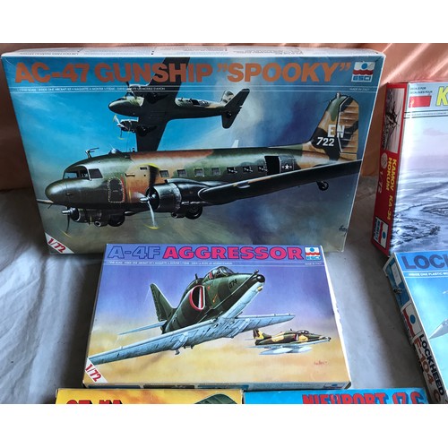 ESCI model kit aircraft selection of 11 various models, military 1 