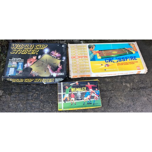 406 - Board game selection, Ariel Wembley Table Football, Ideal Crossfire, Parker World Cup Striker 5-a-si... 