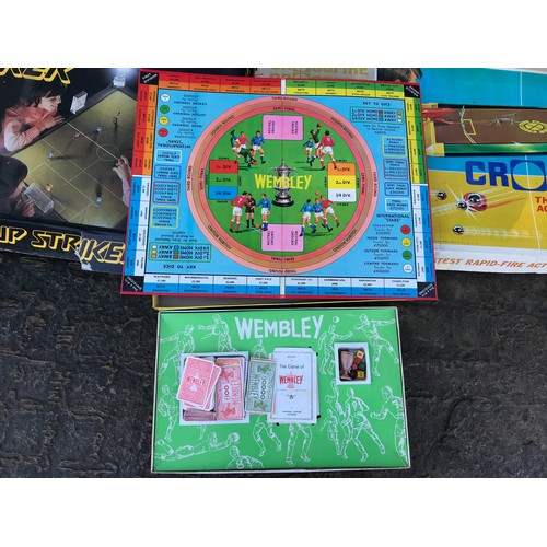 406 - Board game selection, Ariel Wembley Table Football, Ideal Crossfire, Parker World Cup Striker 5-a-si... 