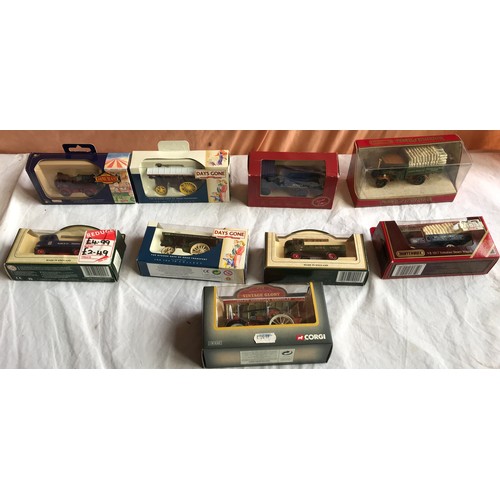 469 - Diecast model steam engines and trucks, Corgi, Matchbox Models of Yesteryear and Days Gone. 9 assort... 