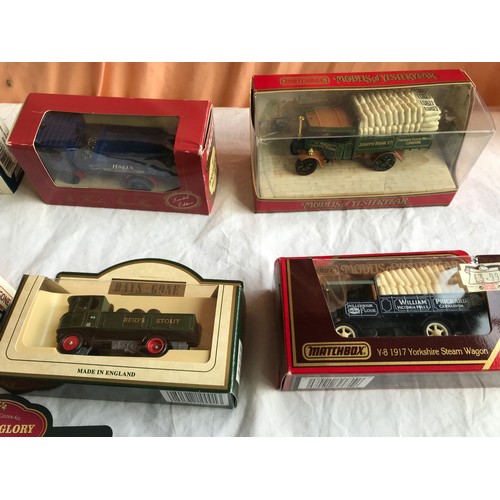 469 - Diecast model steam engines and trucks, Corgi, Matchbox Models of Yesteryear and Days Gone. 9 assort... 