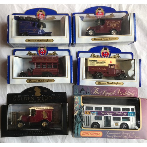 470 - Collection of Royalty advertising buses 6 models, Matchbox Models of Yesteryear and Days Gone.