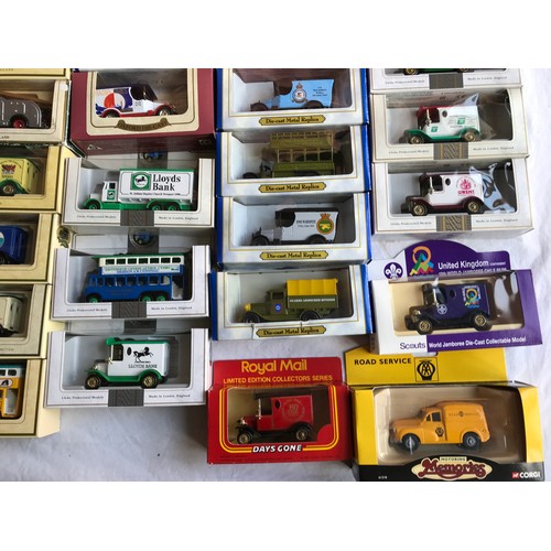 471 - Lledo and Oxford diecast model vehicles advertising trucks and buses, Days Gone, ProMotors, Matchbox... 