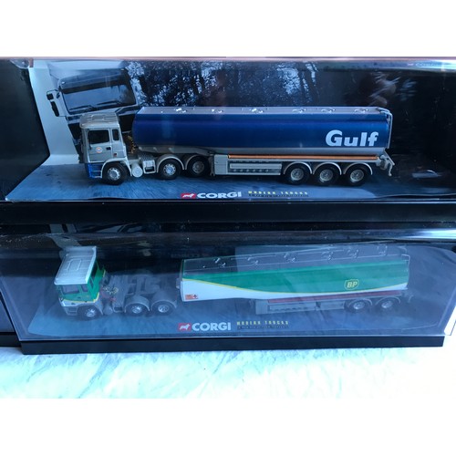 478 - Corgi, Modern trucks series collection of 5 cased models, Tankers, Gulf, BP, Shell, Q8 and Esso Pric... 