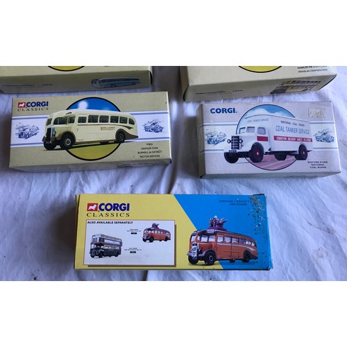 482 - Corgi diecast model buses, 7 assorted boxed models, Corgi Classics and others.