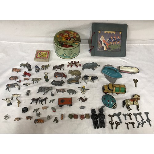 489 - Chad Valley tin plate wind up Ladybird bug with key together with a tin plate wind up horse and 14 w... 