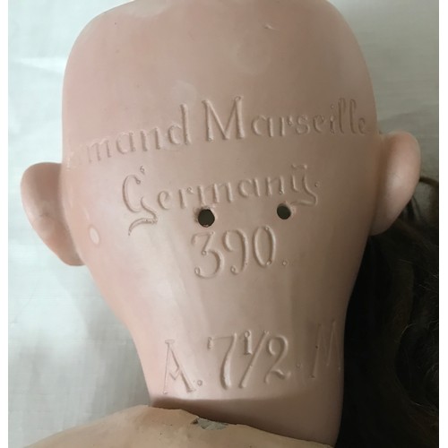 493 - Armand Marseille pot headed doll with composite body, model no. 390, 62cms h together with a small G... 