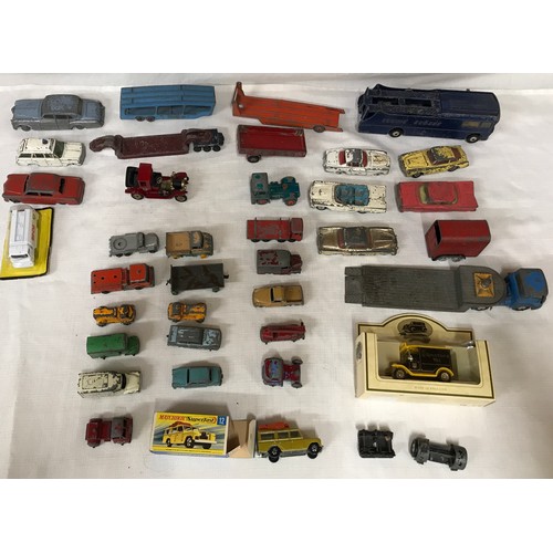 494 - Diecast metal Corgi, Dinky and Lesney collection, all playworn, 36 
assorted models, plus spare part... 