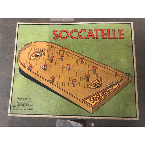 495 - Chad Valley Soccatelle pinball board game with original box.