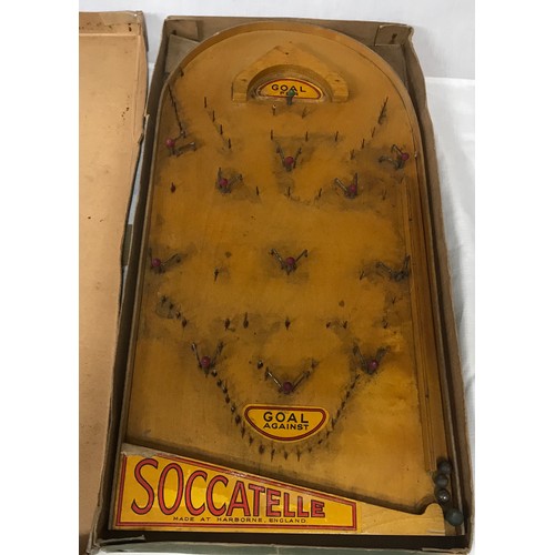 495 - Chad Valley Soccatelle pinball board game with original box.