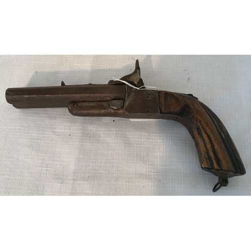 677 - Pinfire pistol, side by side, double barrelled, 10.5cm barrel length, mid/late Victorian.