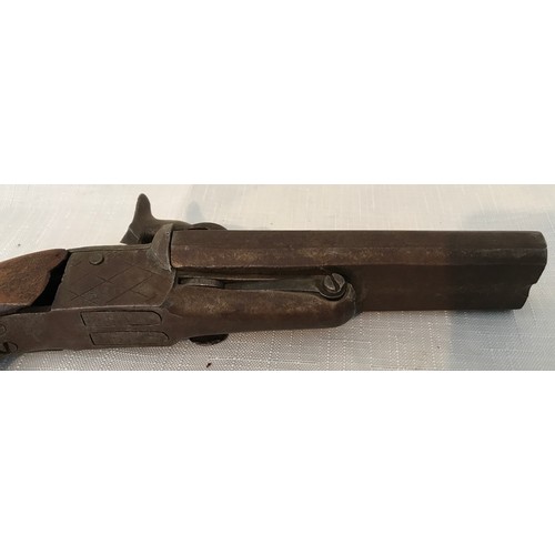 677 - Pinfire pistol, side by side, double barrelled, 10.5cm barrel length, mid/late Victorian.