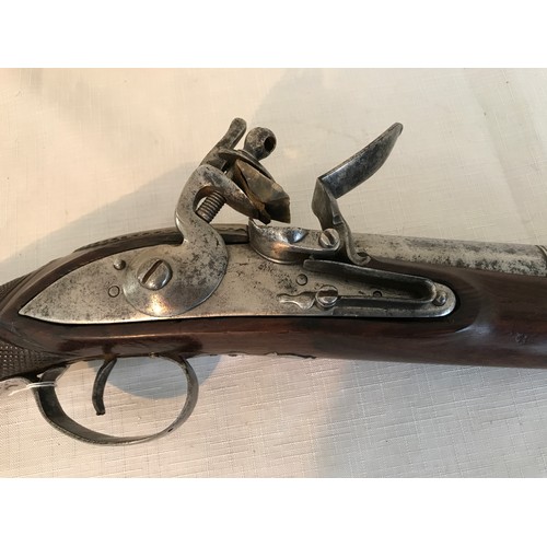 678 - Flintlock blunderbuss, steel barrel 13.75 inch with cross banding, fitted with steel ramrod below, c... 