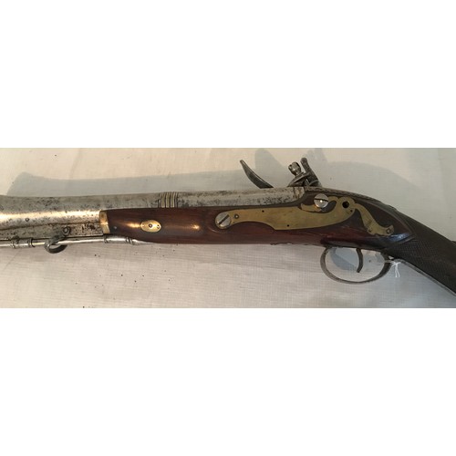 678 - Flintlock blunderbuss, steel barrel 13.75 inch with cross banding, fitted with steel ramrod below, c... 