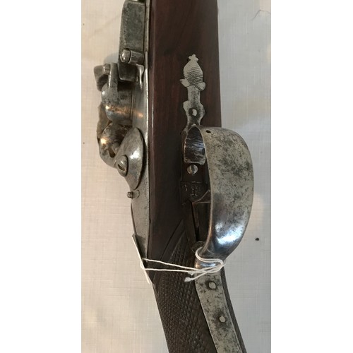 678 - Flintlock blunderbuss, steel barrel 13.75 inch with cross banding, fitted with steel ramrod below, c... 