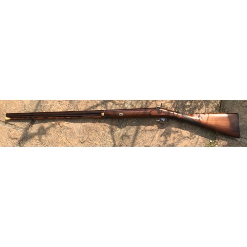 685 - Single barrel percussion shotgun, approx 10mm by Welborne, barrel length 30'', hardwood ramrod with ... 