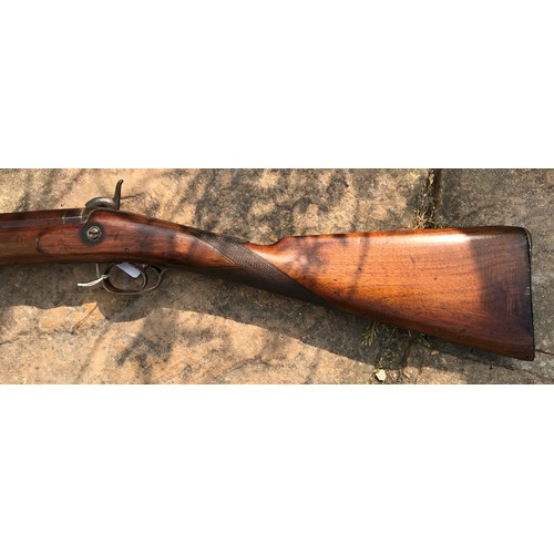 685 - Single barrel percussion shotgun, approx 10mm by Welborne, barrel length 30'', hardwood ramrod with ... 