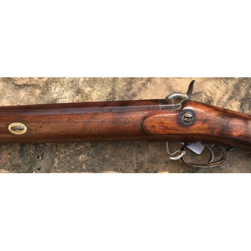 685 - Single barrel percussion shotgun, approx 10mm by Welborne, barrel length 30'', hardwood ramrod with ... 