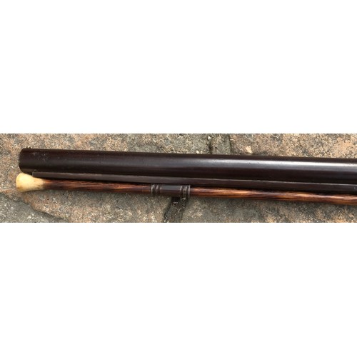 685 - Single barrel percussion shotgun, approx 10mm by Welborne, barrel length 30'', hardwood ramrod with ... 