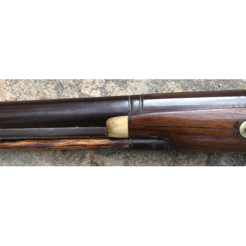 685 - Single barrel percussion shotgun, approx 10mm by Welborne, barrel length 30'', hardwood ramrod with ... 