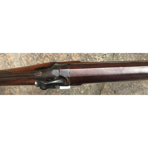 685 - Single barrel percussion shotgun, approx 10mm by Welborne, barrel length 30'', hardwood ramrod with ... 